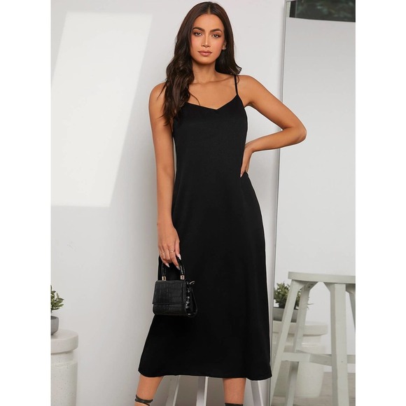 Solid Cami midi Dress black - Picture 1 of 11